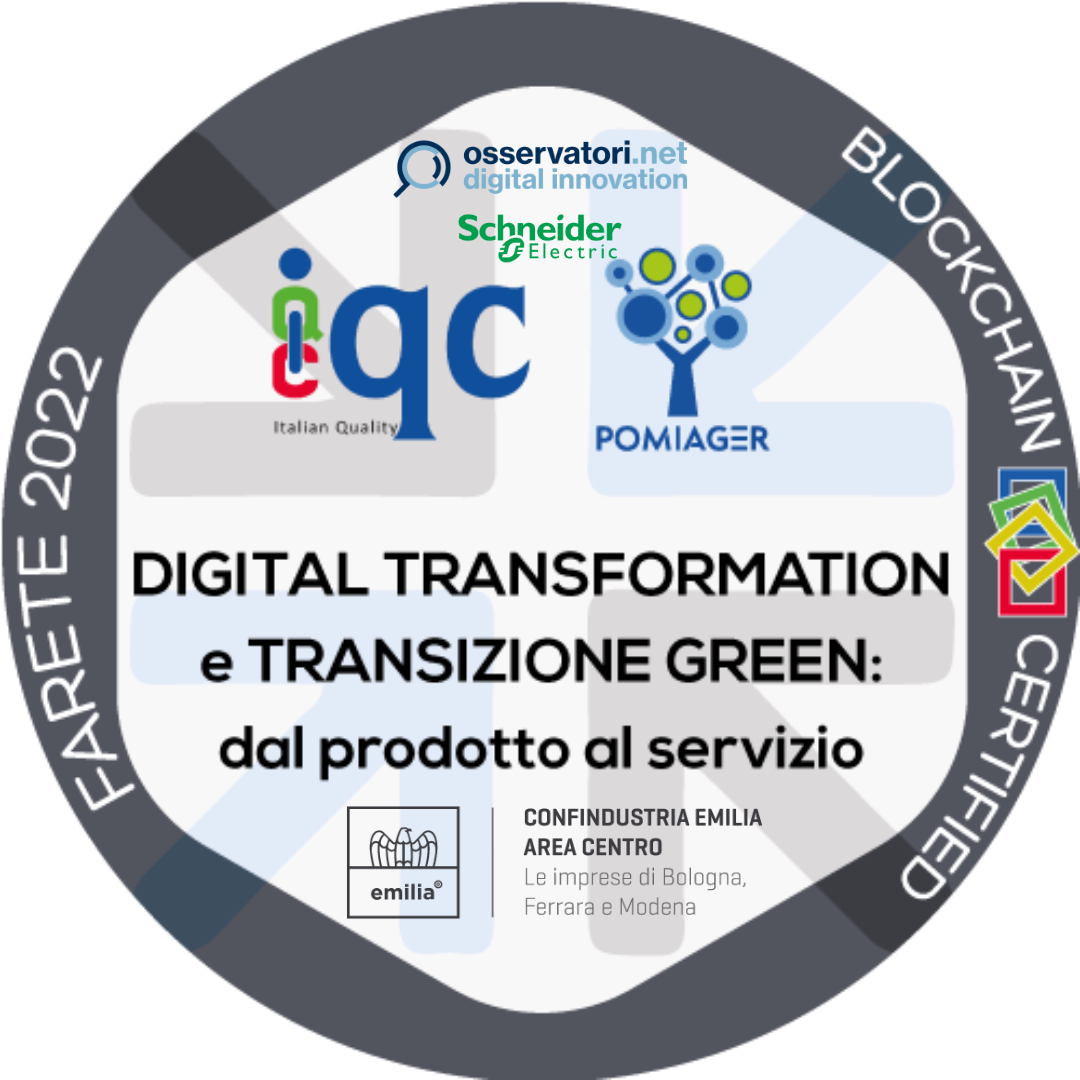 DIGITAL TRANSFORMATION e TRANSIZIONE GREEN “Machine as Service” con l’utilizzo di Blockchain e Stablecoin: I nuovi modelli di business “Machine Pay per Use” e servizi a beneficio del cliente finale e della collettività - Sostenibilità ed Economia Circolare.